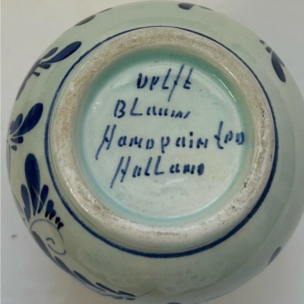 Vintage Delft Blue & White Flower Bud Vase Hand Painted Blauw Floral Ceramics
